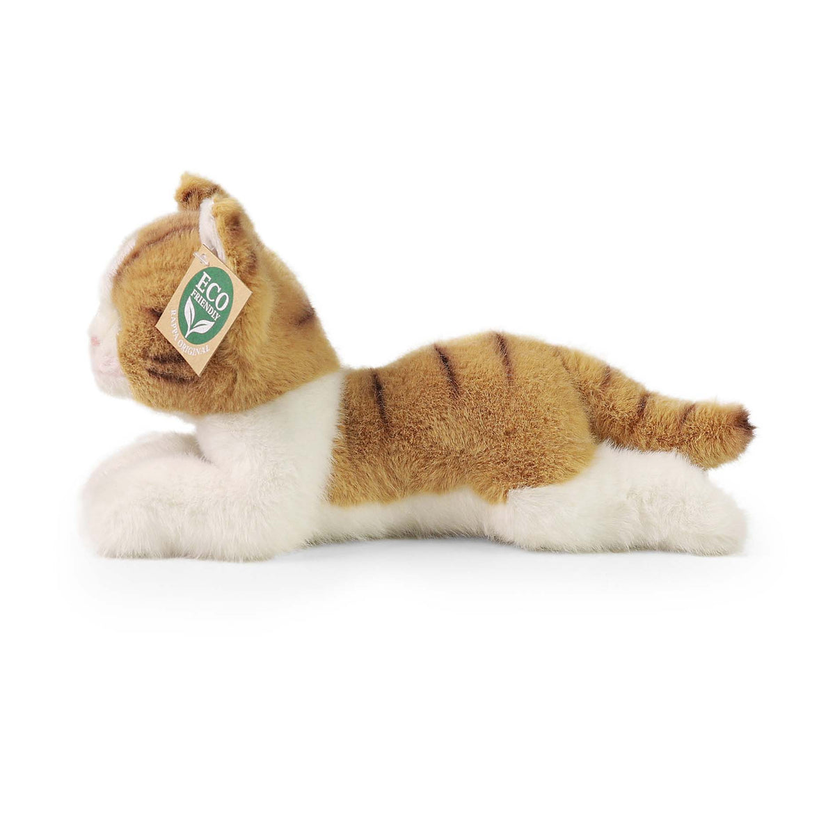 Plush brown-and-white cat 25 cm