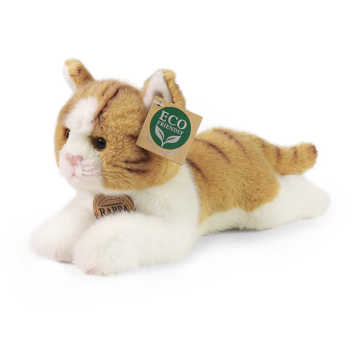 Plush brown-and-white cat 25 cm