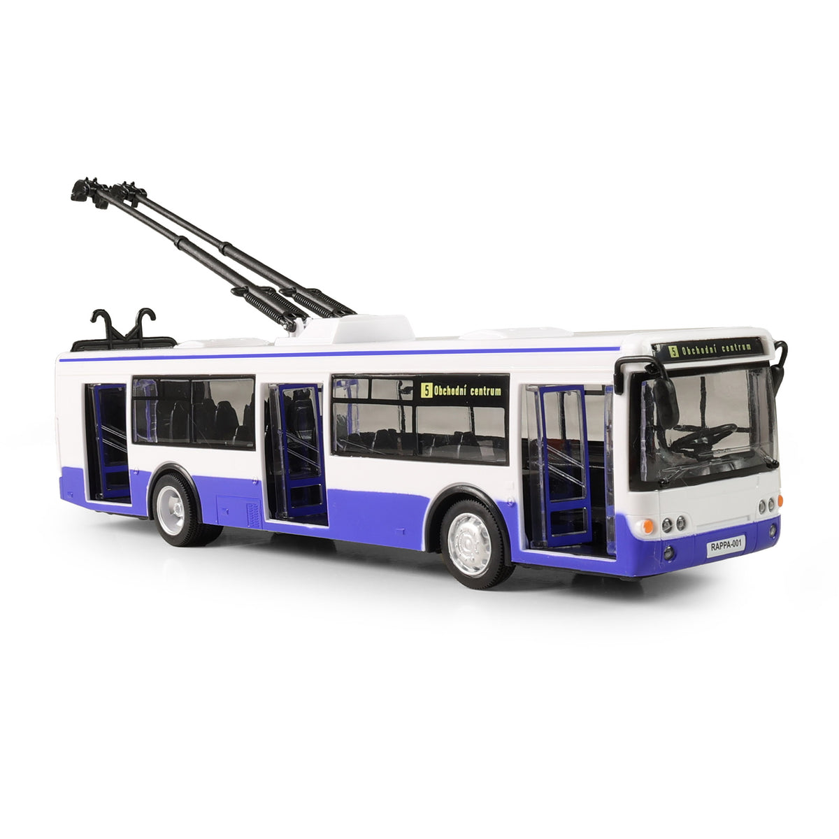Blue trolleybus with Czech announcements 28 cm