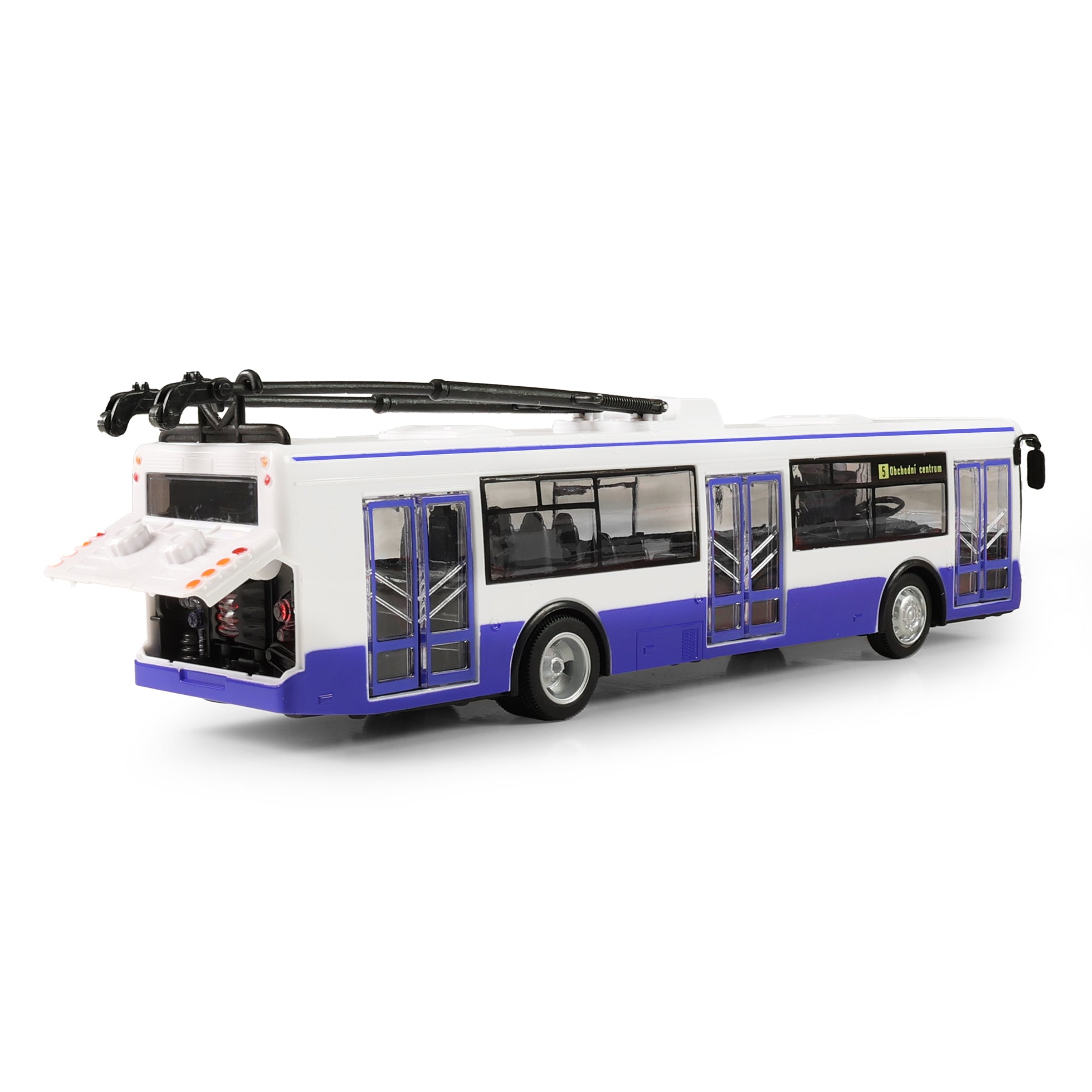 Blue trolleybus with Czech announcements 28 cm