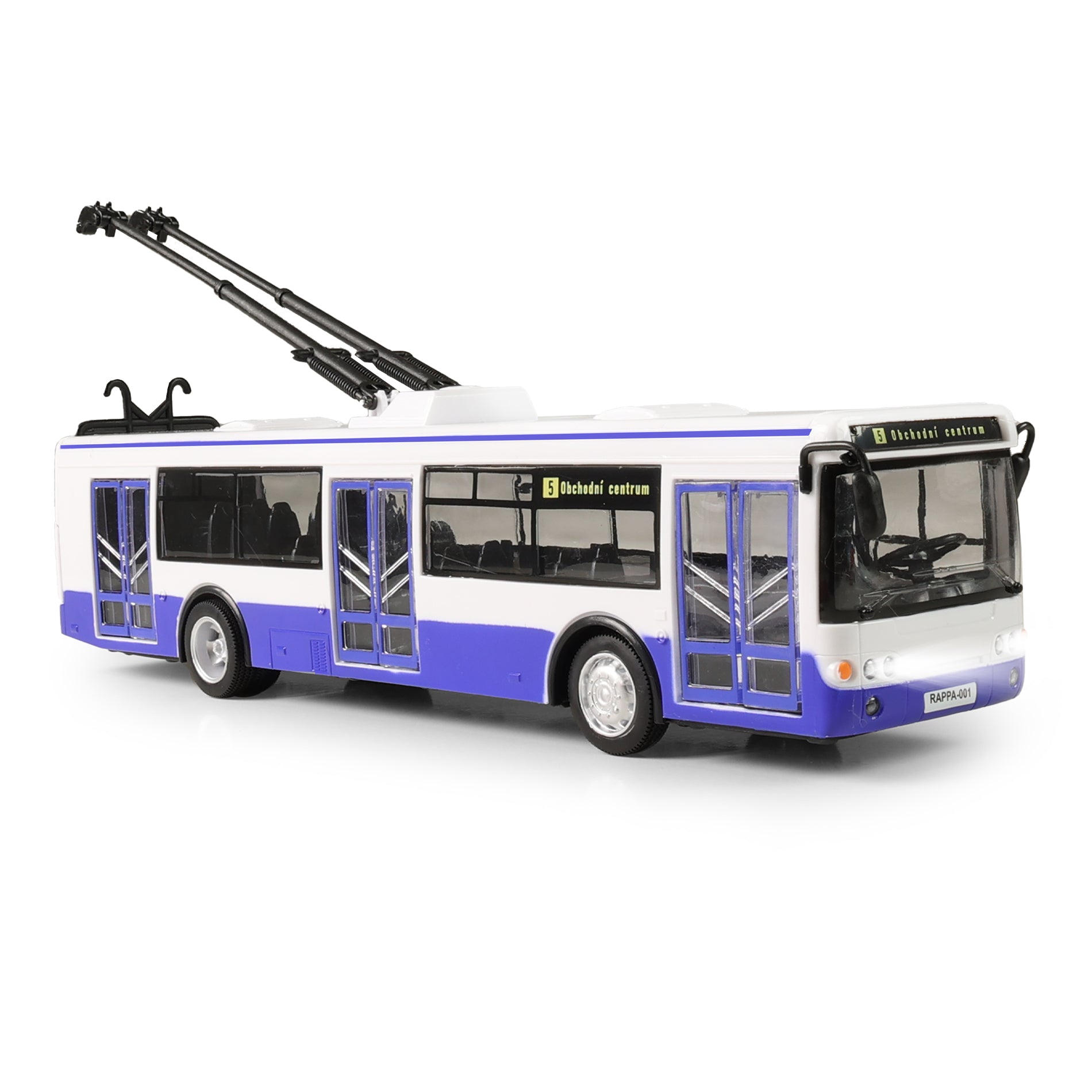 Blue trolleybus with Czech announcements 28 cm