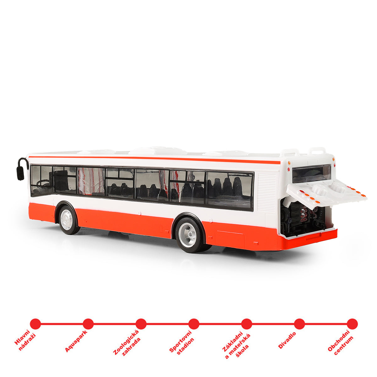 Toy bus with Czech stop announcements 28 cm