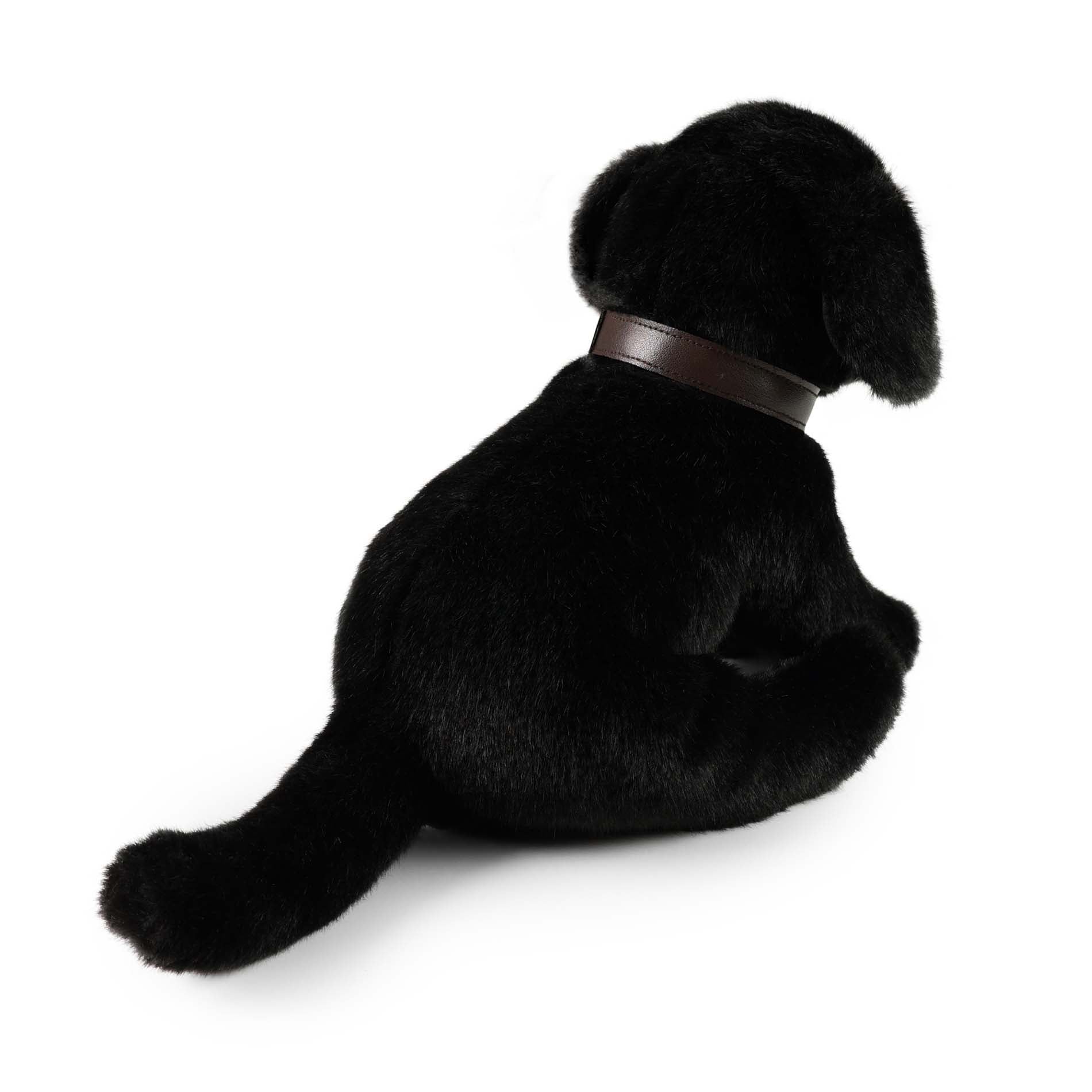 Black Labrador Plush Dog with Leash 25 cm