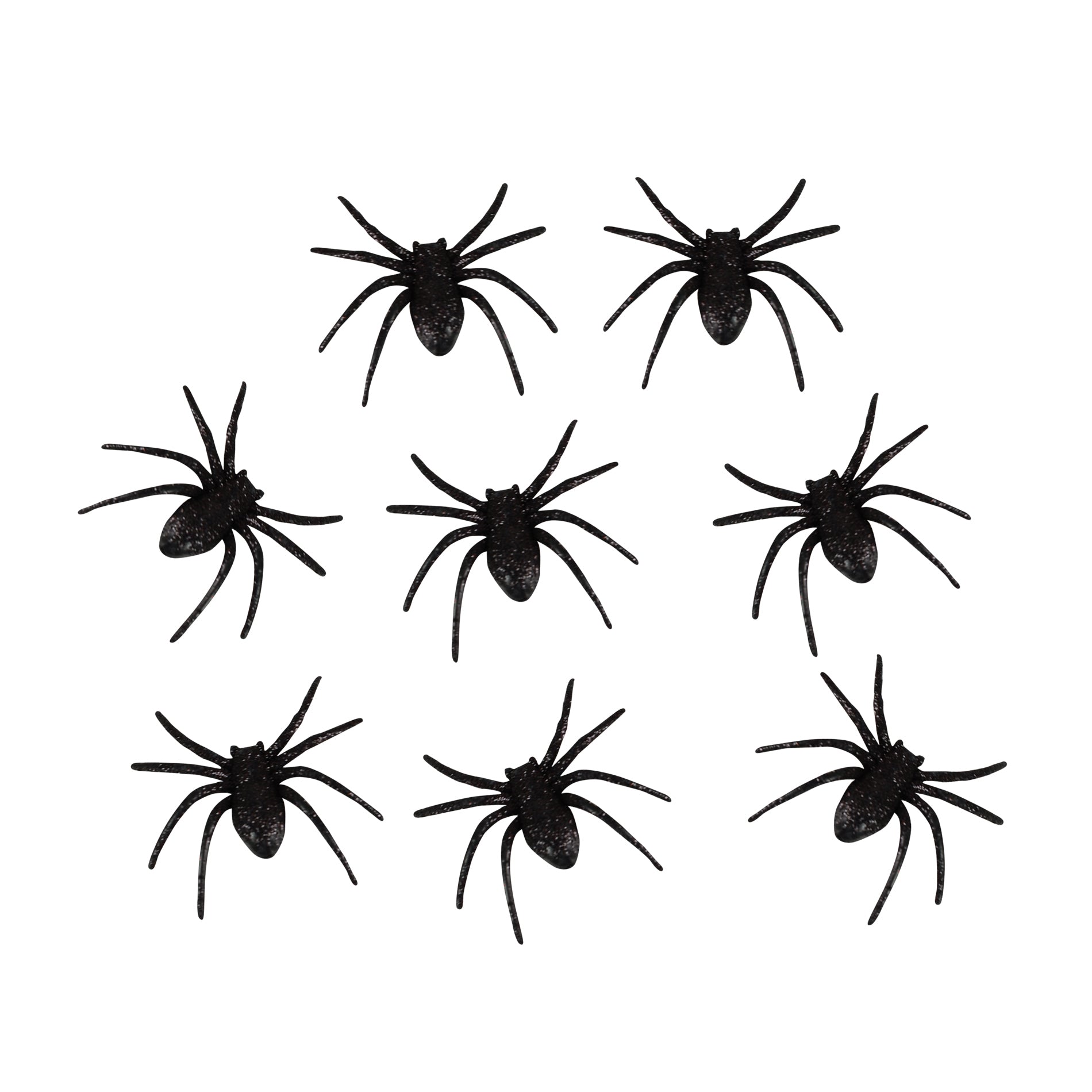 Black glitter spider decorations 8 pcs