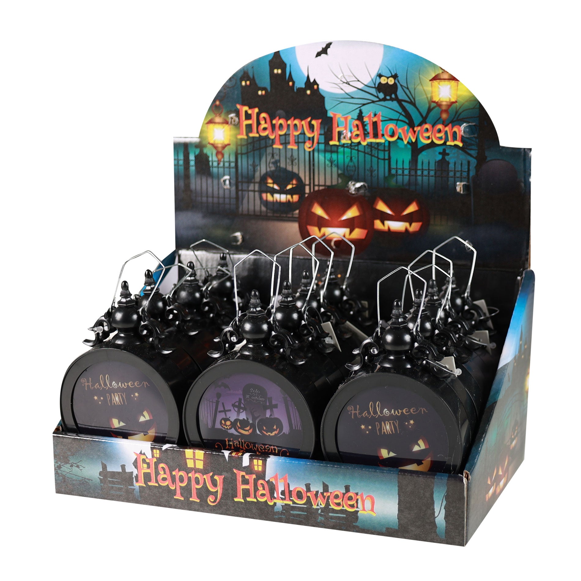 Round Halloween lamp with light 13 cm