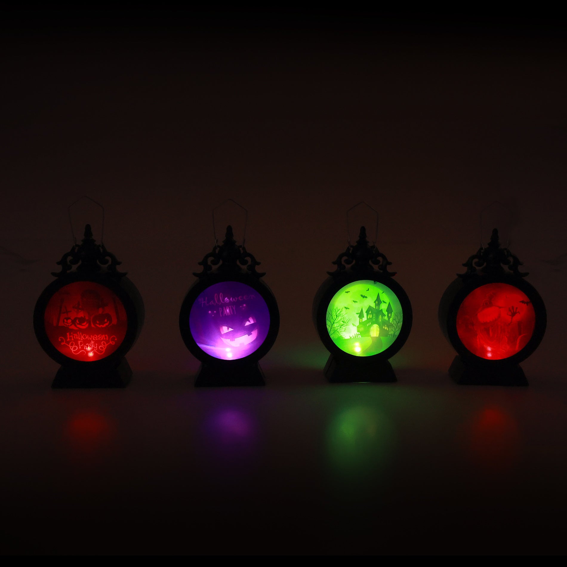 Round Halloween lamp with light 13 cm