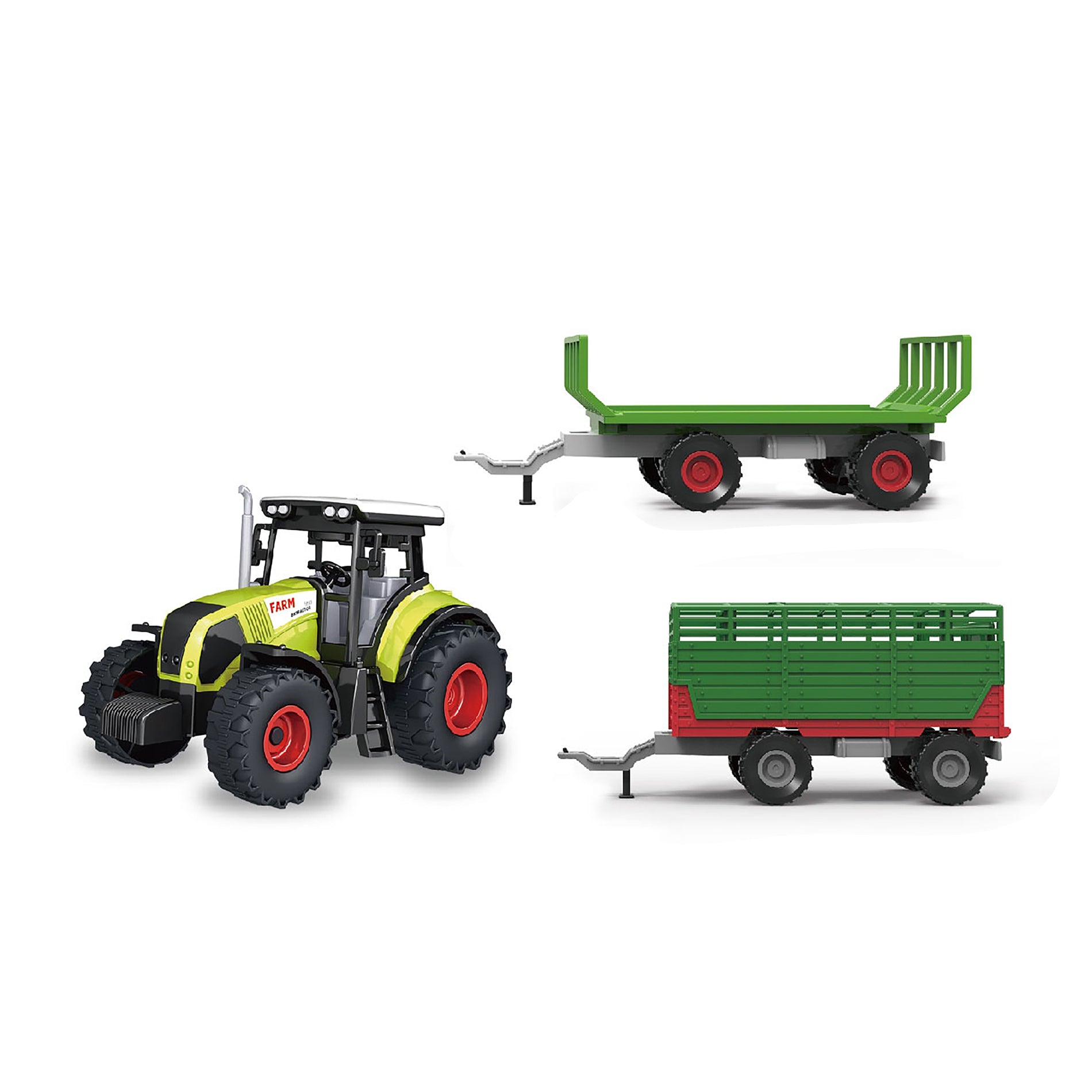 Toy tractor with trailer, sounds and lights
