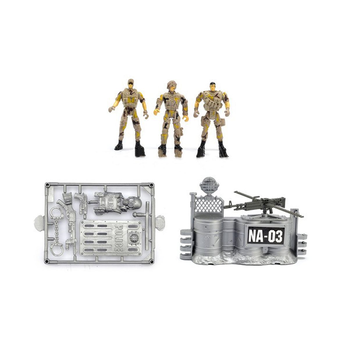 Military play set with helicopter, lights and sounds