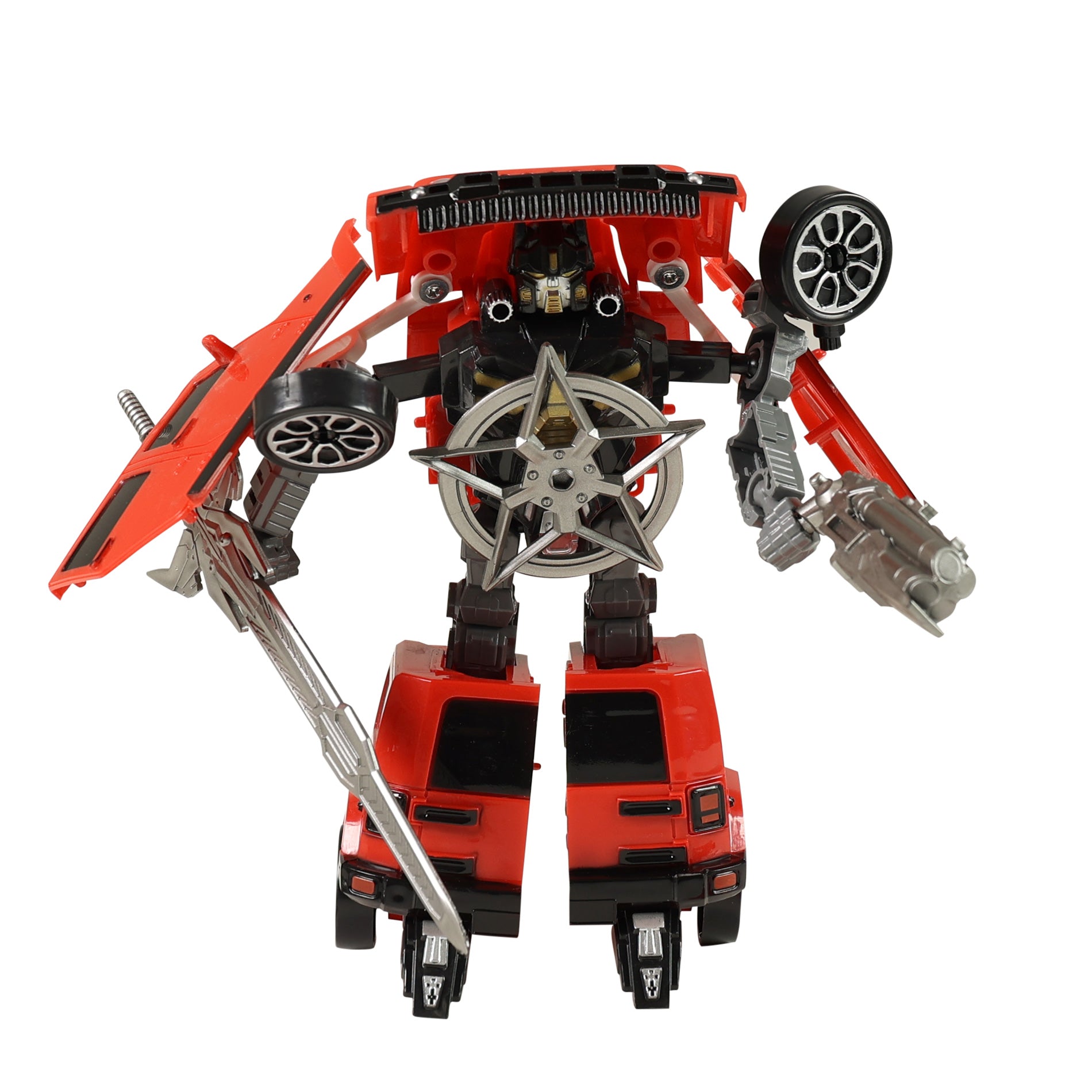 Transforming red car robot