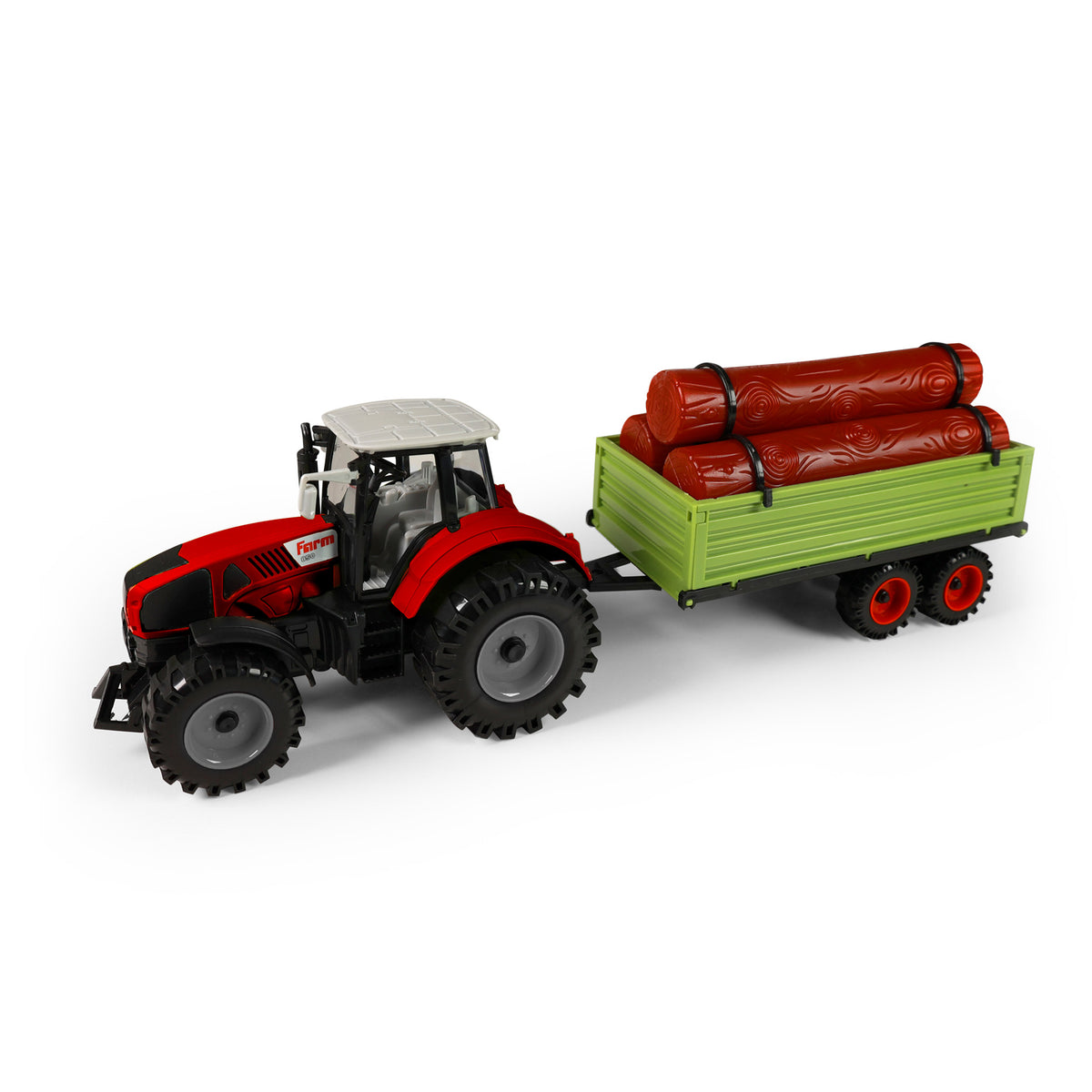 Toy tractor with wood trailer 45 cm