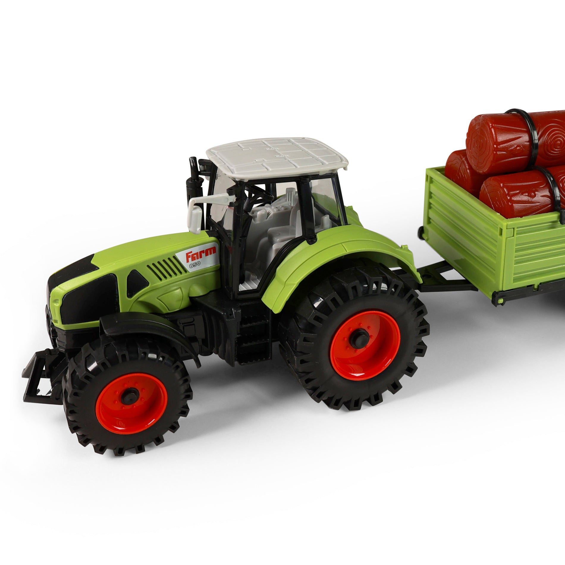 Toy tractor with wood trailer 45 cm