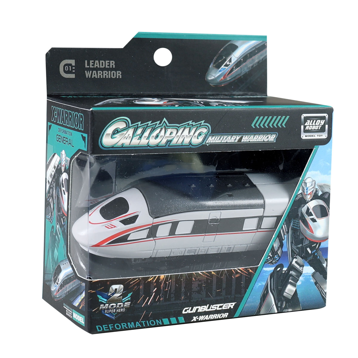 Metal transforming robot high-speed train white 11 cm