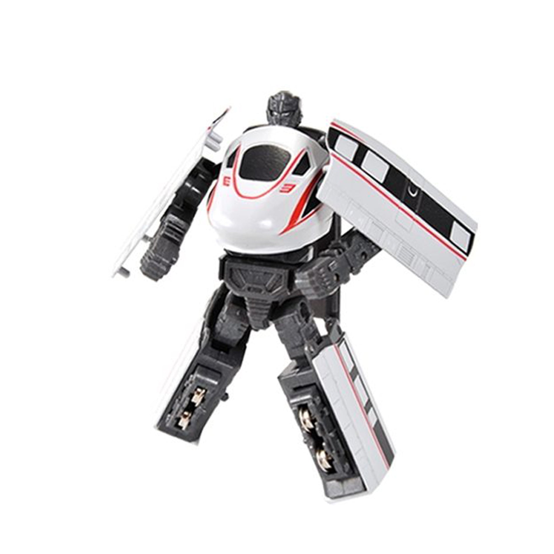 Metal transforming robot high-speed train white 11 cm