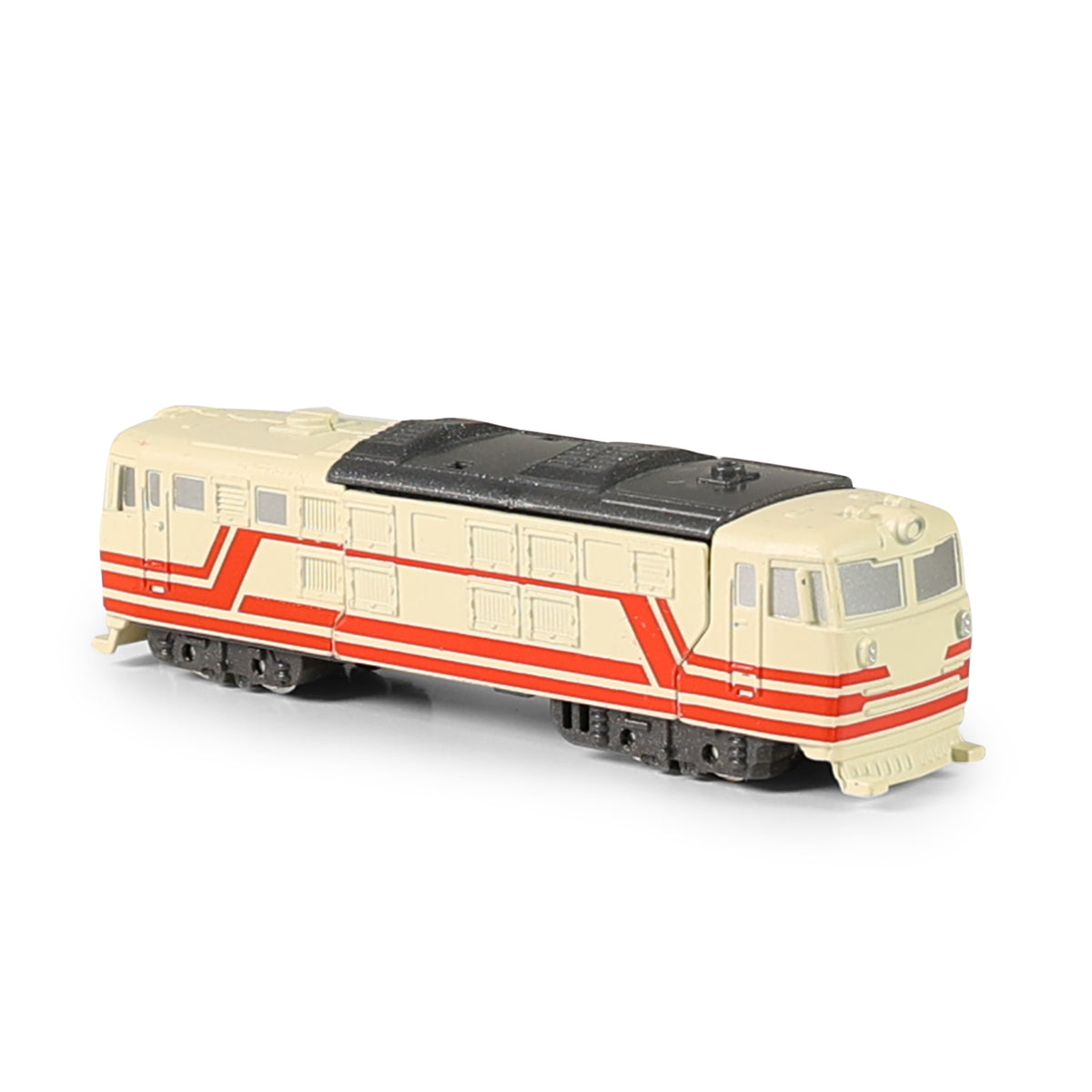 Metal transforming robot locomotive beige