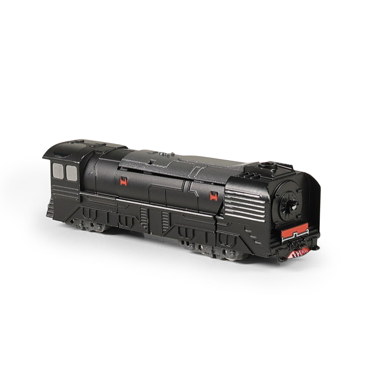 Transforming metal robot into black locomotive 10 cm