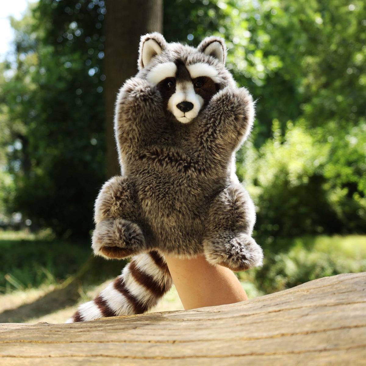 Plush raccoon hand puppet 28 cm