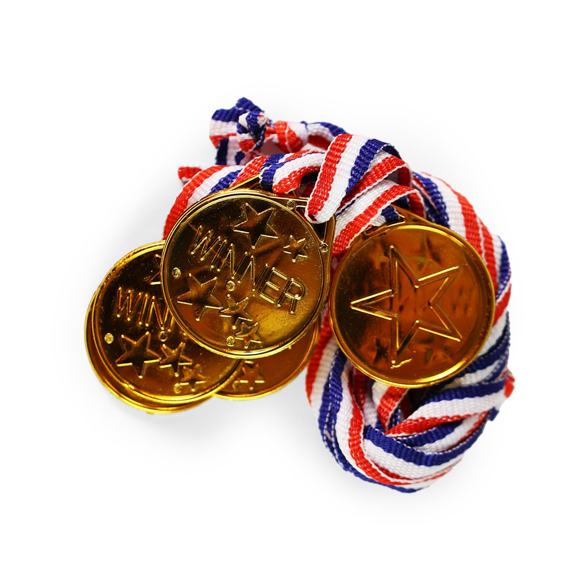 Gold medals 6 pcs with tricolor cords