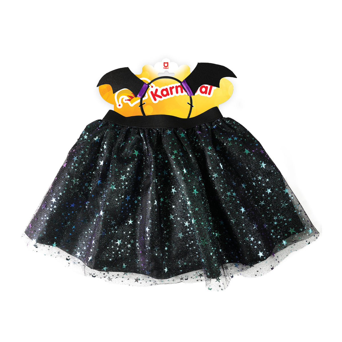 Witch costume set with tutu skirt and bat-ear headband