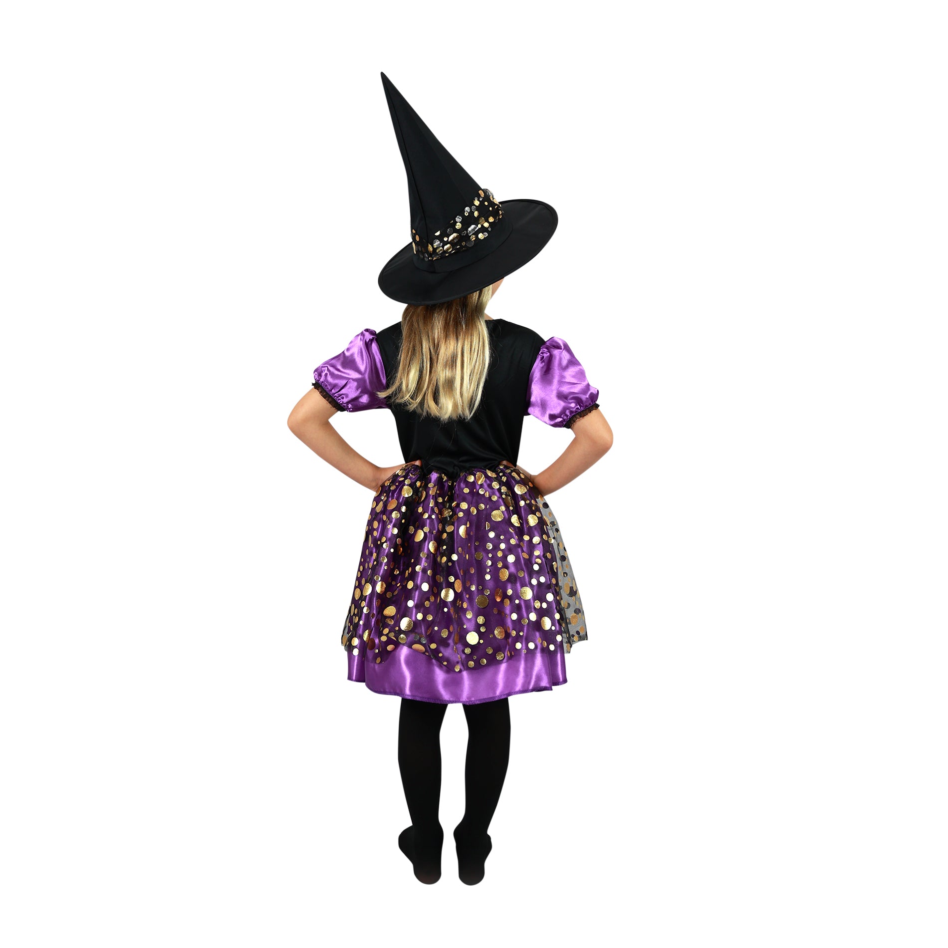 Children's witch costume purple and black, size S