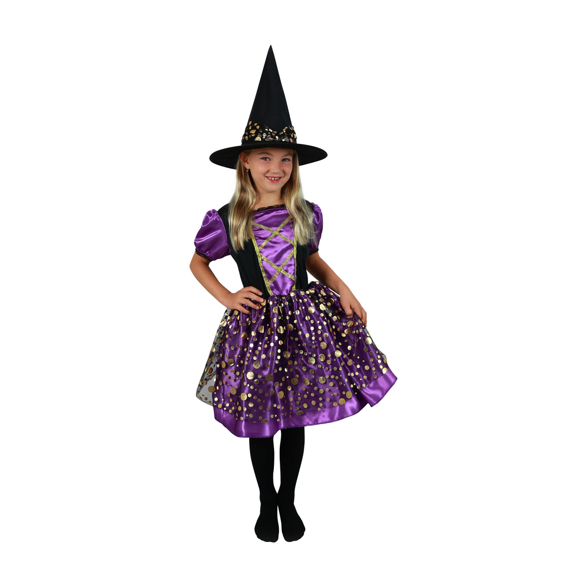 Children's witch costume purple and black, size S