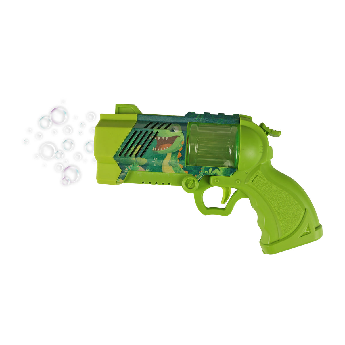 Green dinosaur bubble gun with light