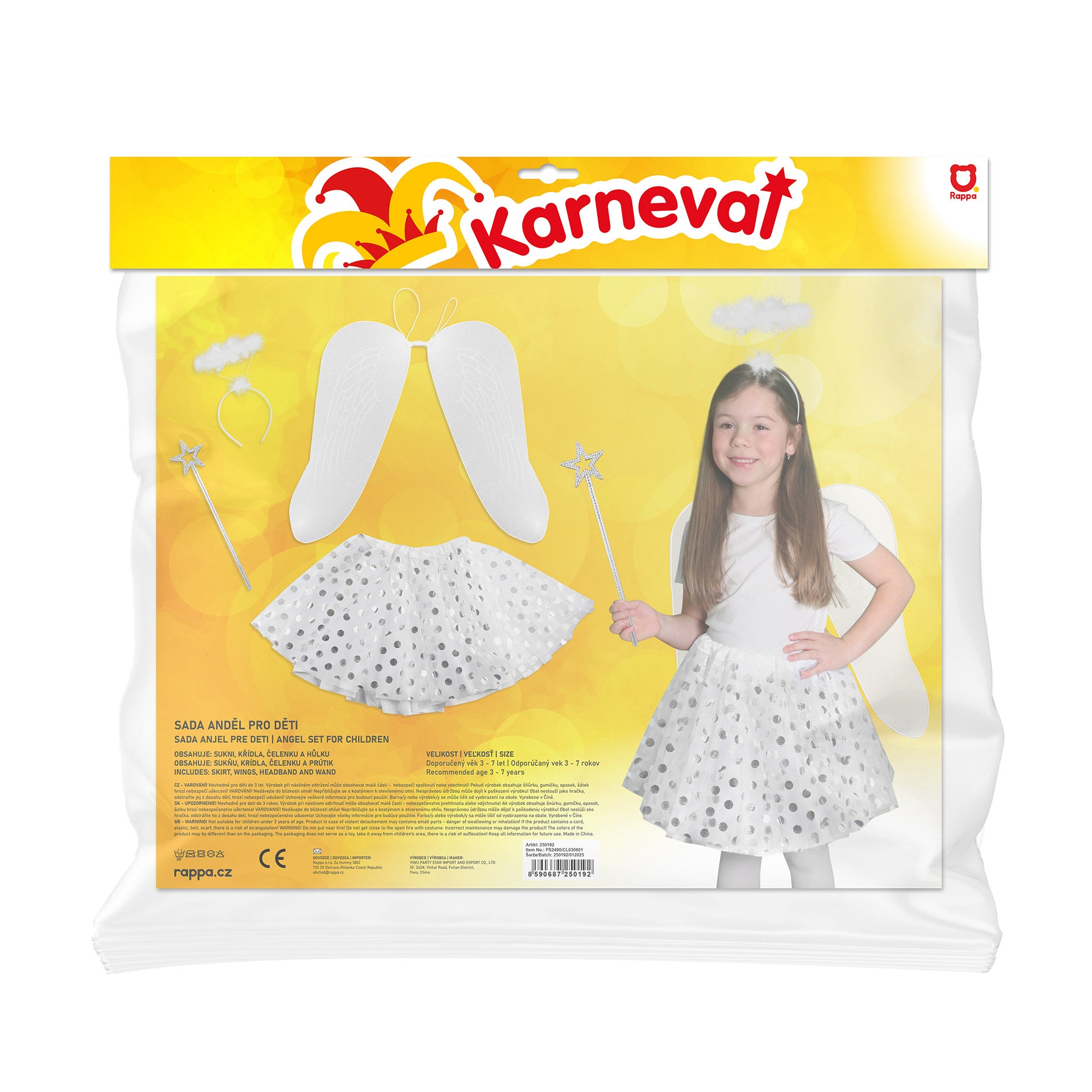 Children's angel tutu costume with wings and accessories