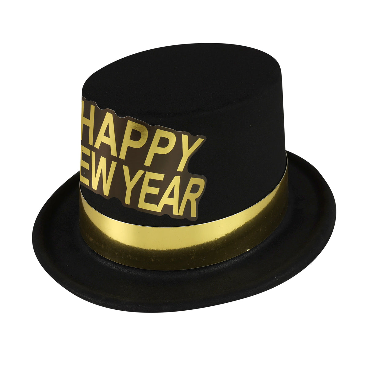 Black New Year party hat with gold trim