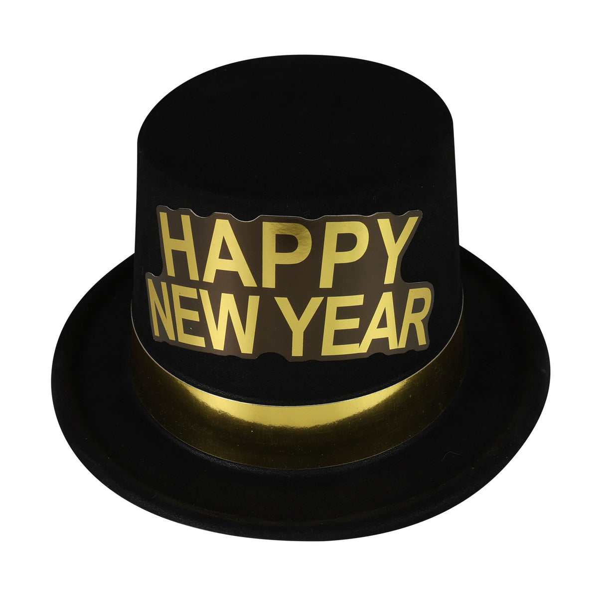 Black New Year party hat with gold trim