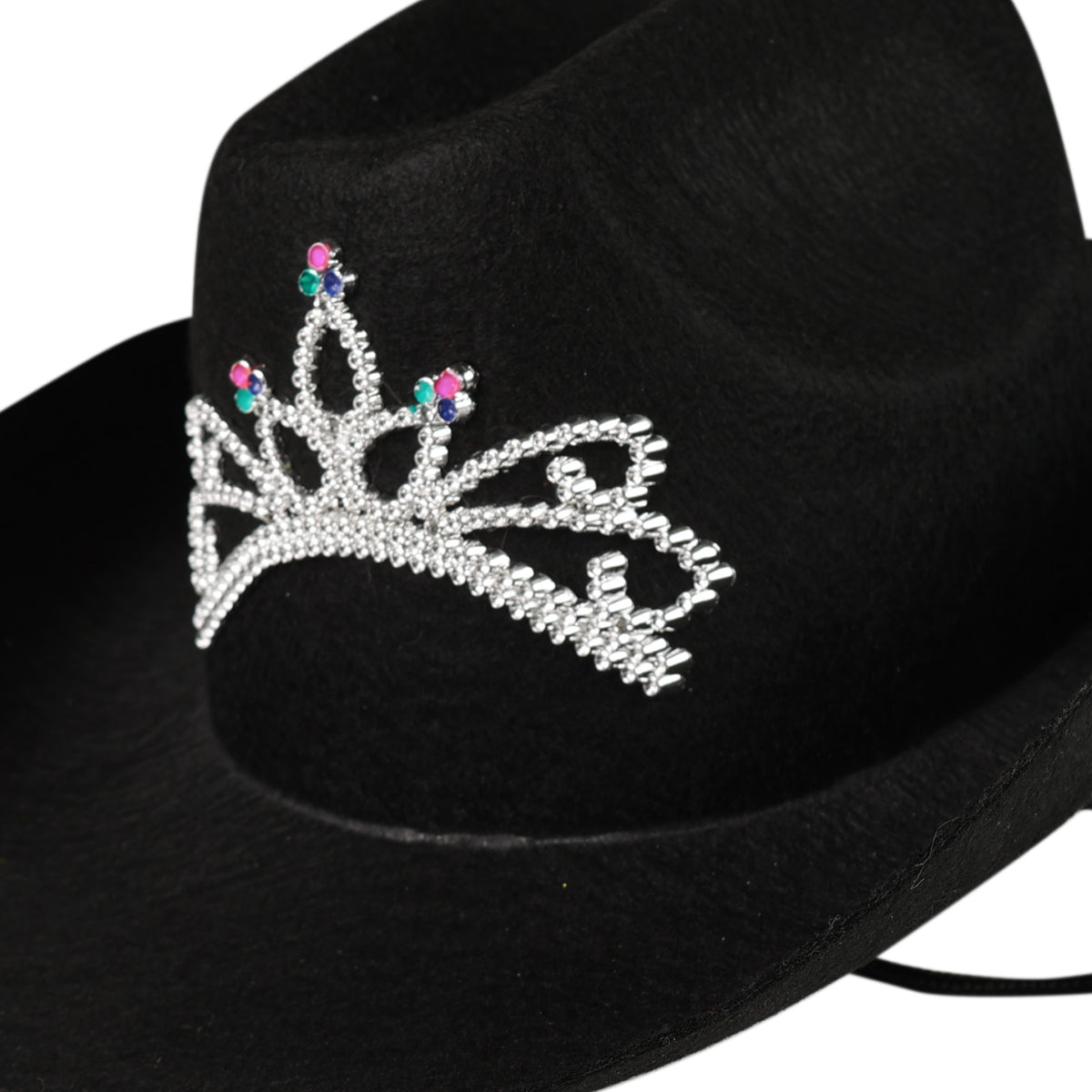 Black women's cowboy hat with silver crown