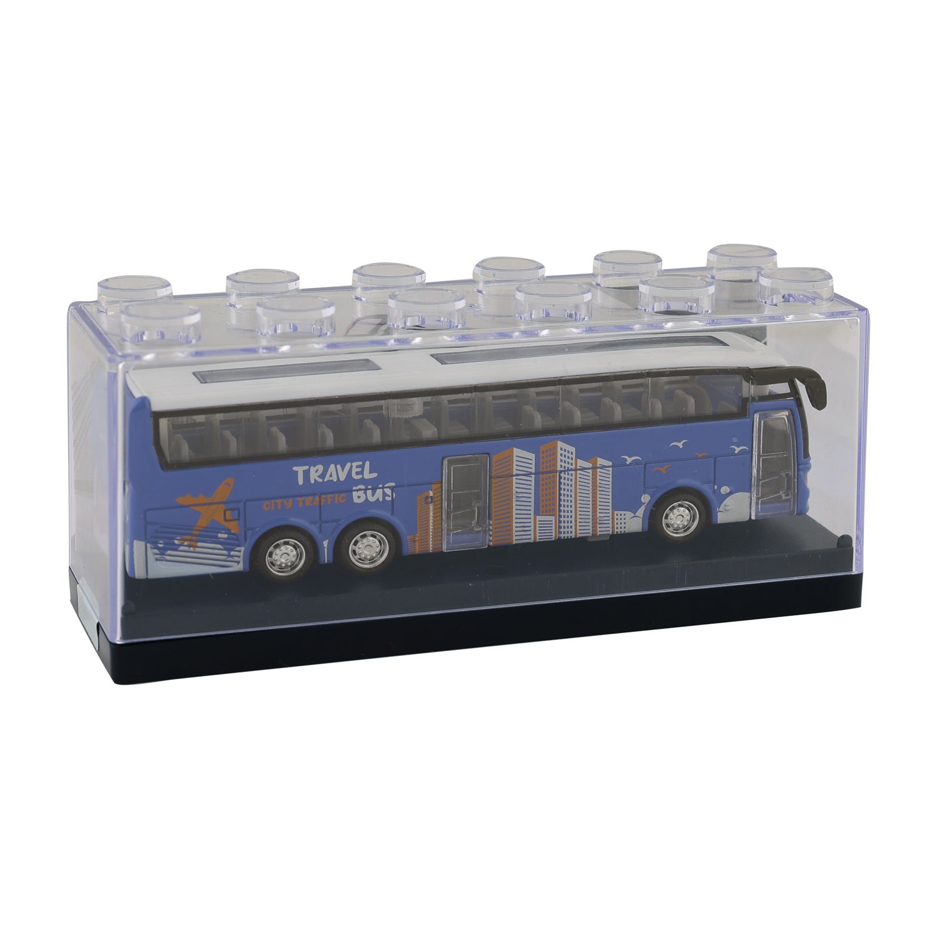 Metal toy bus with opening doors 12 cm