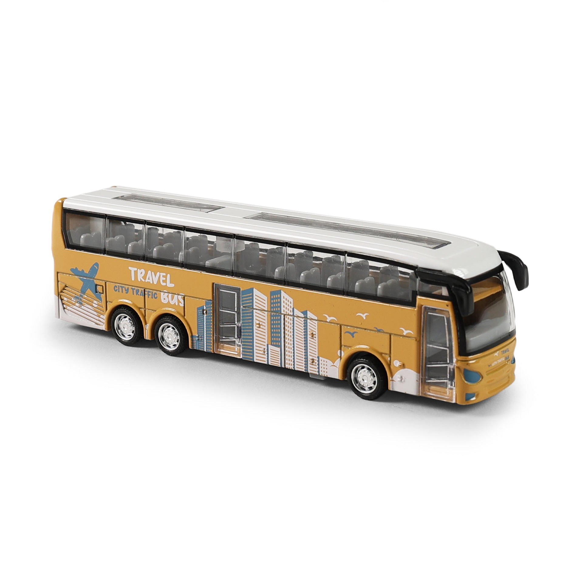Metal toy bus with opening doors 12 cm