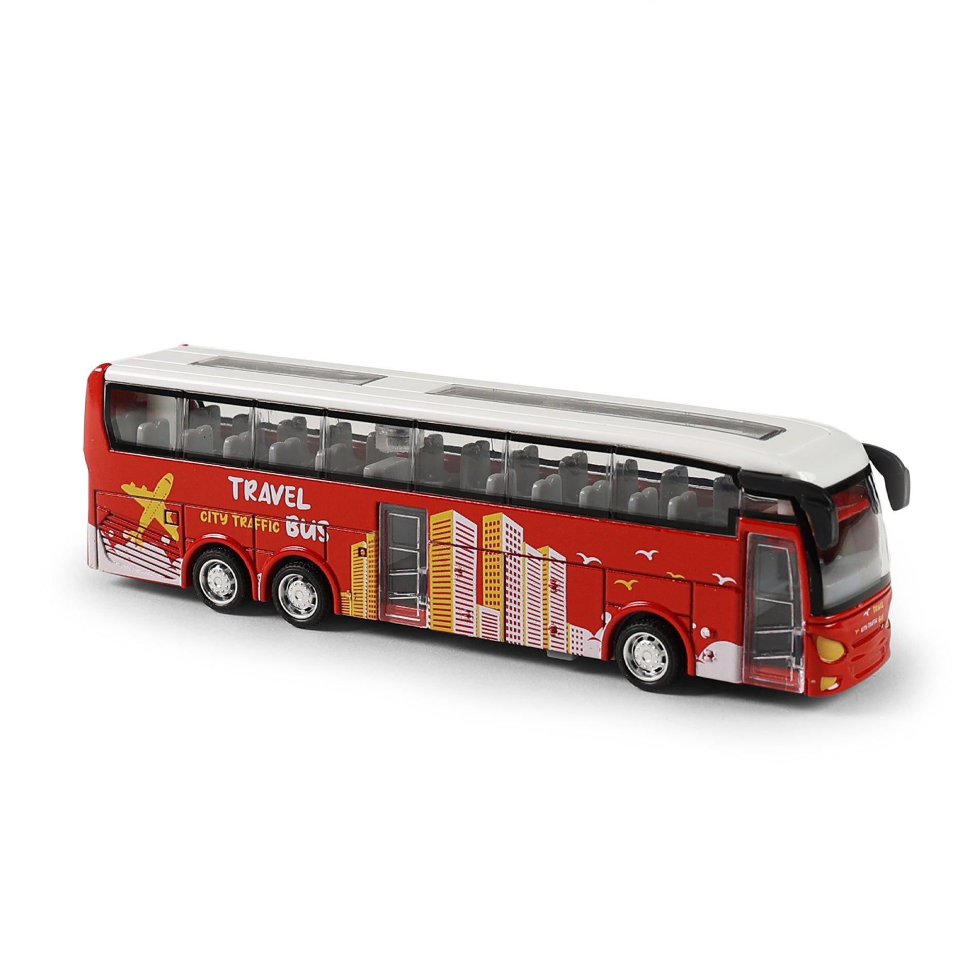 Metal toy bus with opening doors 12 cm
