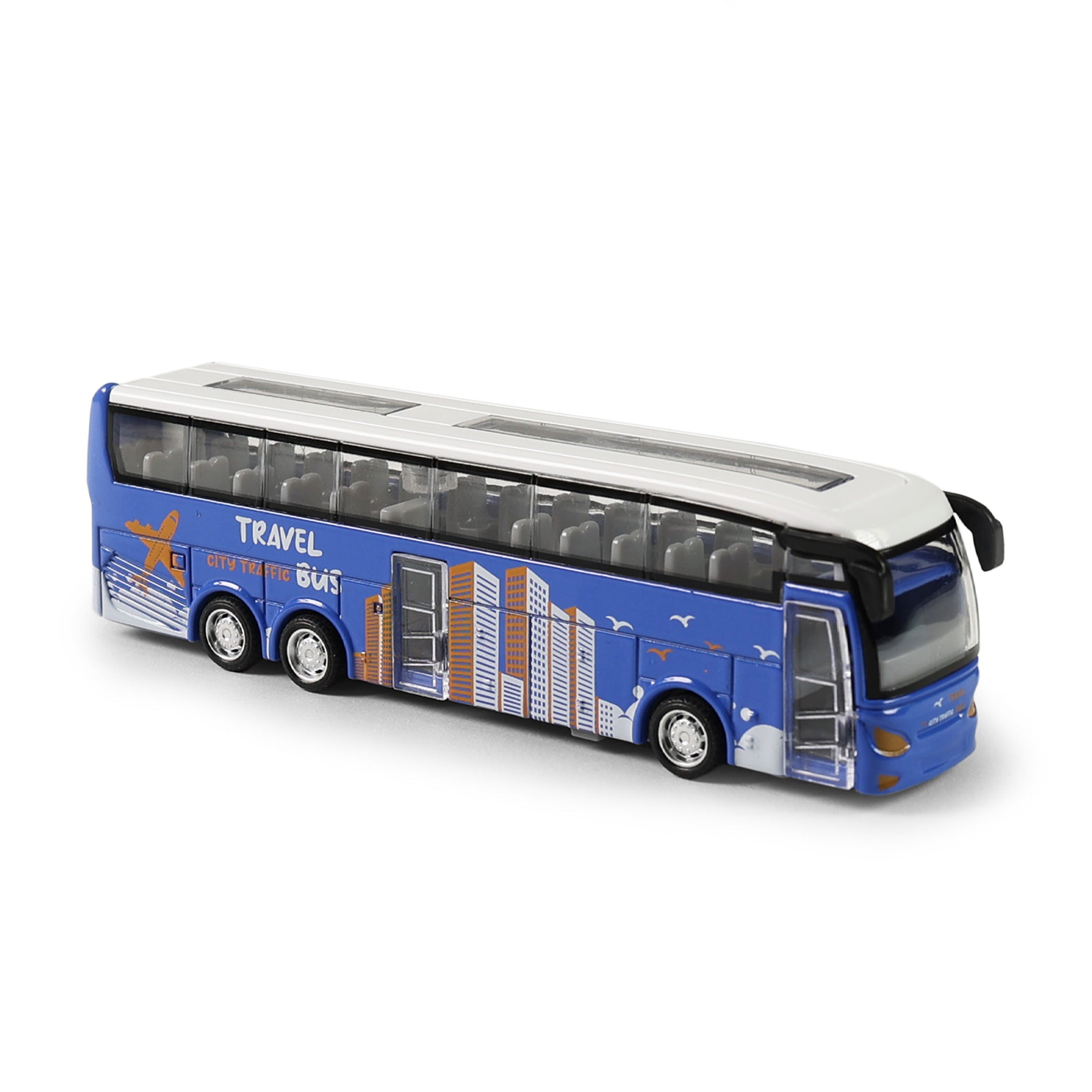 Metal toy bus with opening doors 12 cm