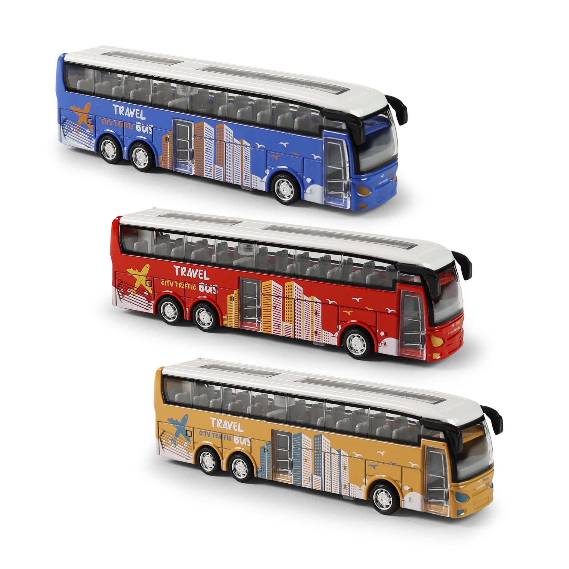 Metal toy bus with opening doors 12 cm