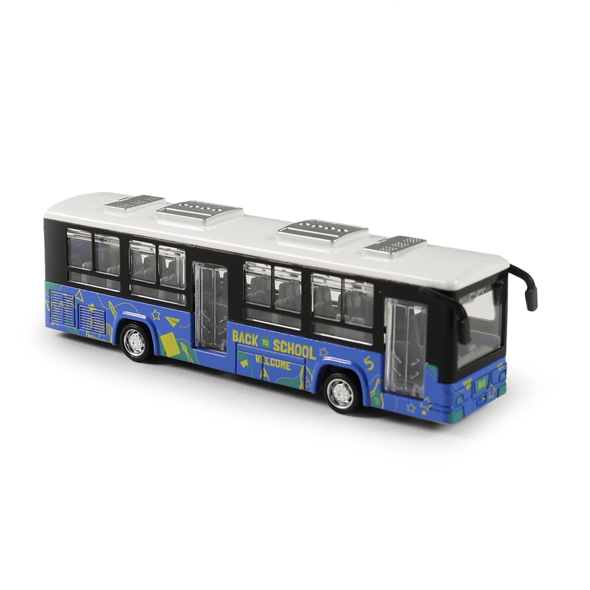 Metal toy bus with opening doors 12 cm