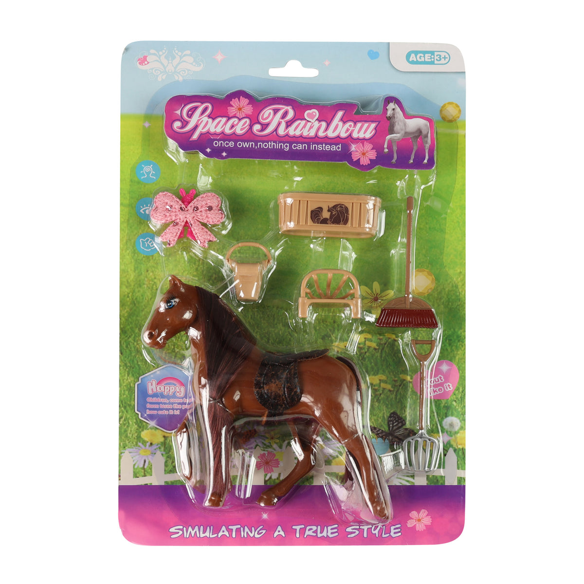 Grooming horse with accessories