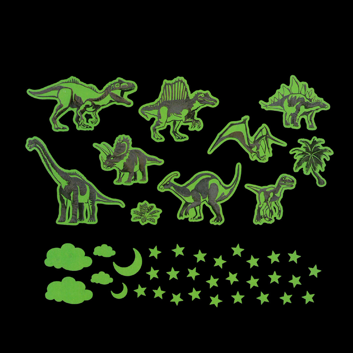 Glow in the dark dinosaur wall stickers