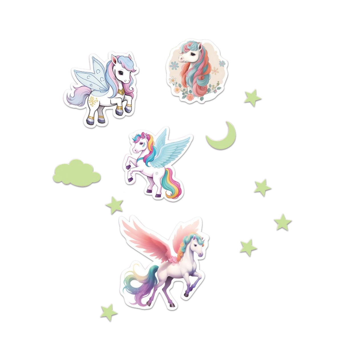 Glow in the dark wall stickers unicorns