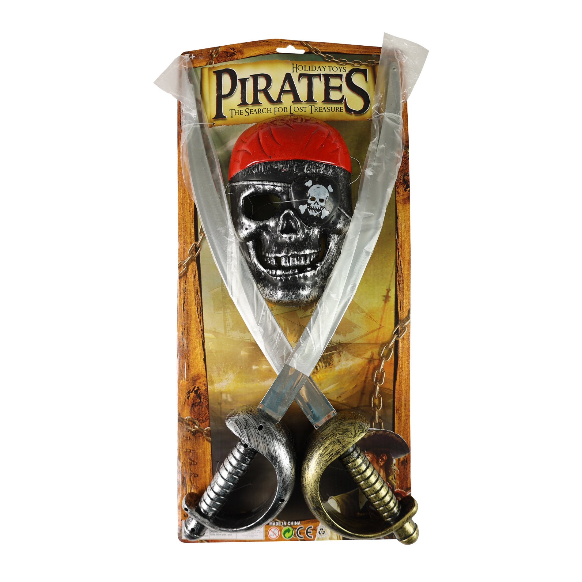 Pirate costume set with two swords and mask