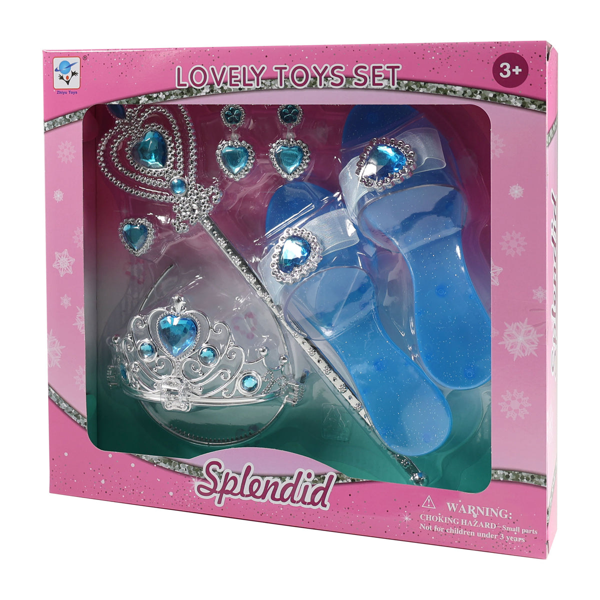 Princess costume set with shoes and accessories, blue
