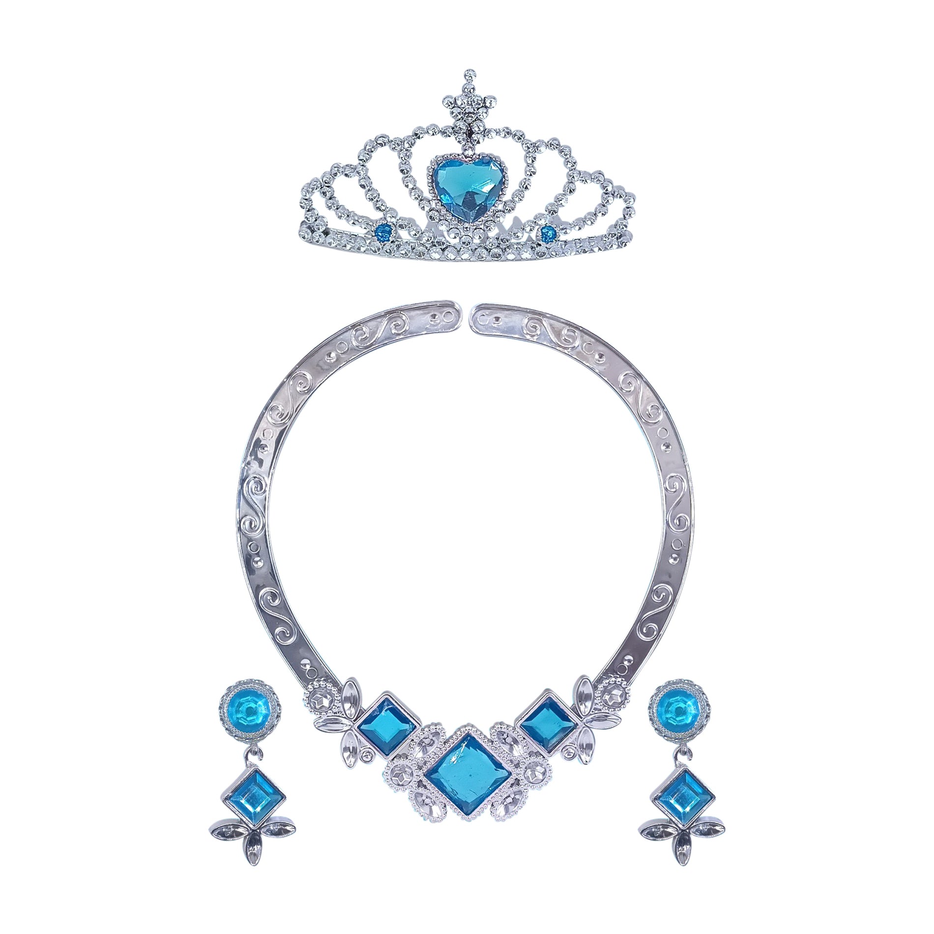 Blue princess costume accessory set with necklace