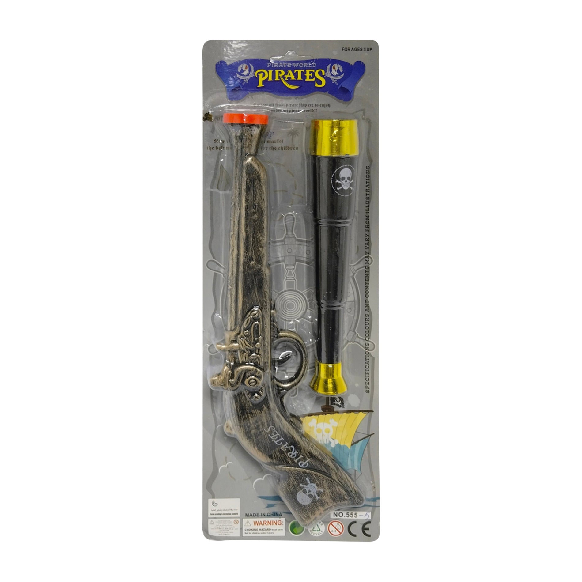 Pirate pistol and telescope set