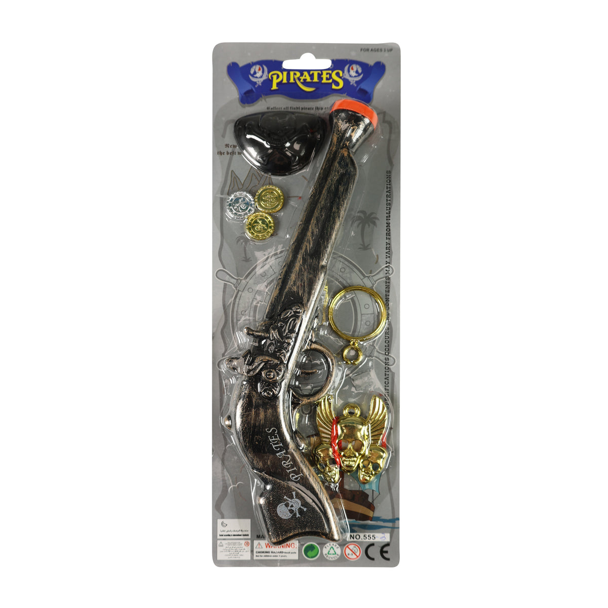 Pirate costume set with toy pistol