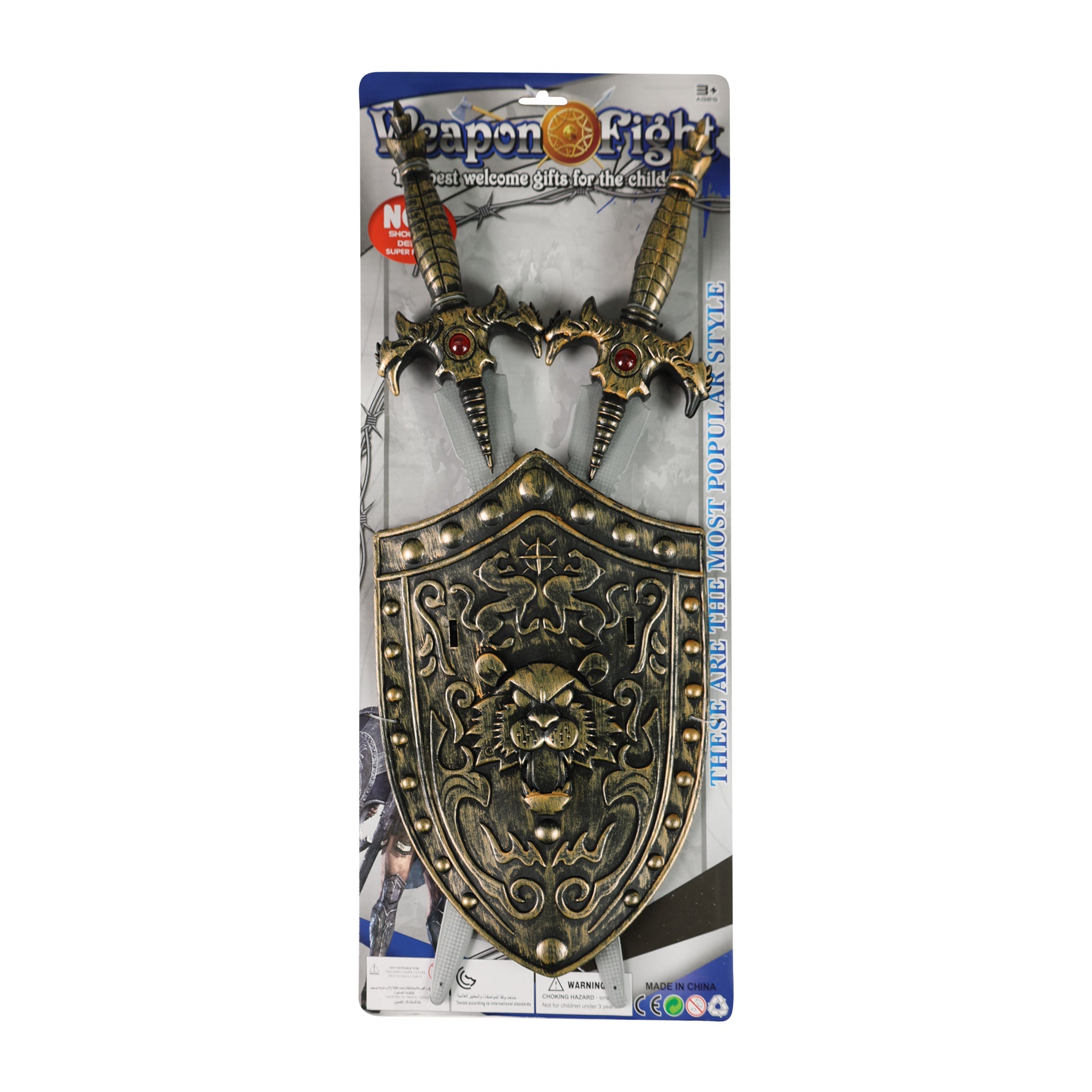 Knight set with shield and two swords 53 cm