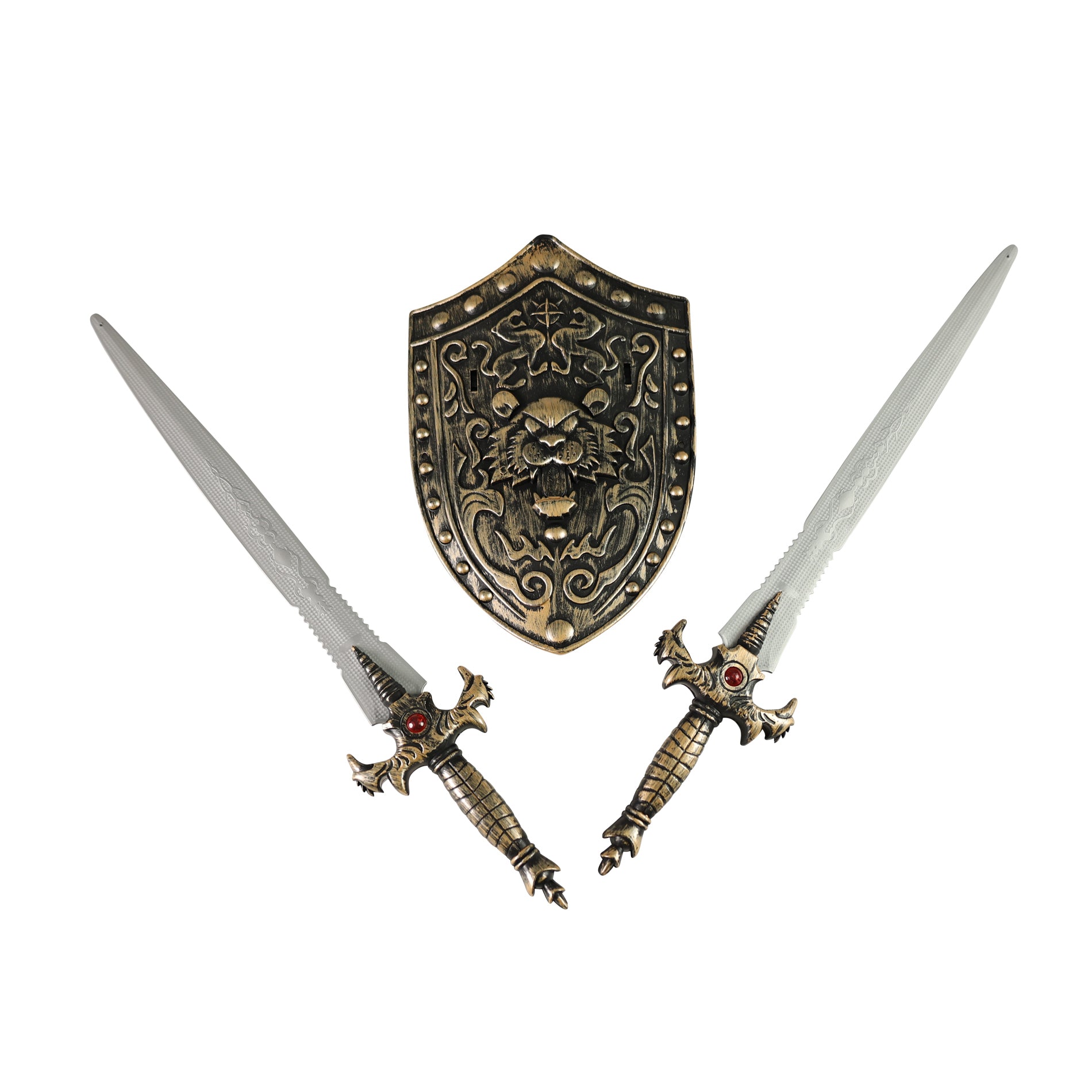 Knight set with shield and two swords 53 cm