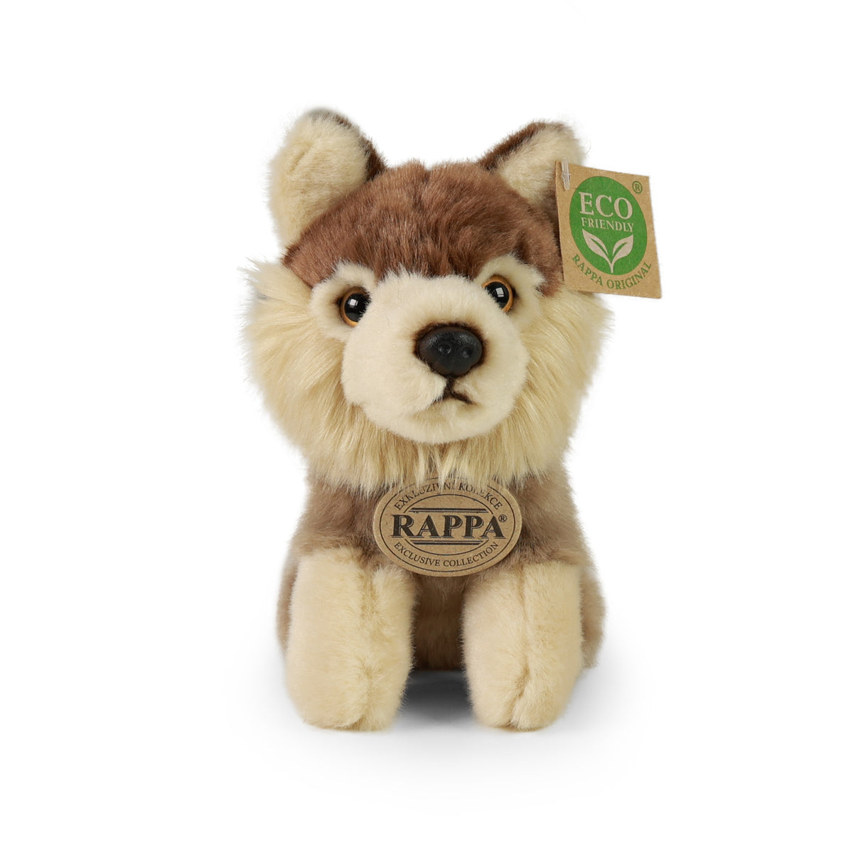 Seated plush wolf 16 cm