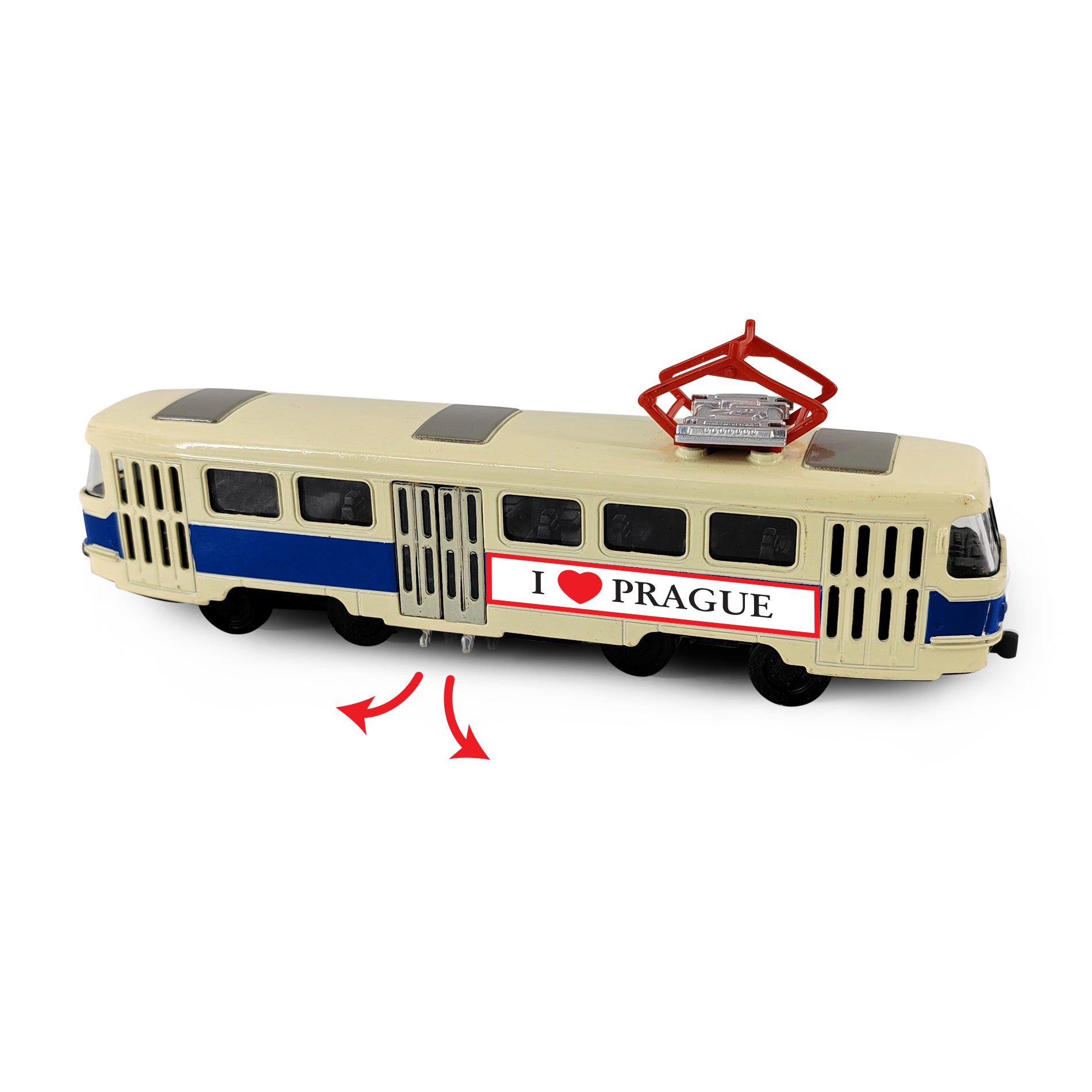 Metal retro tram PRAGUE 16 cm