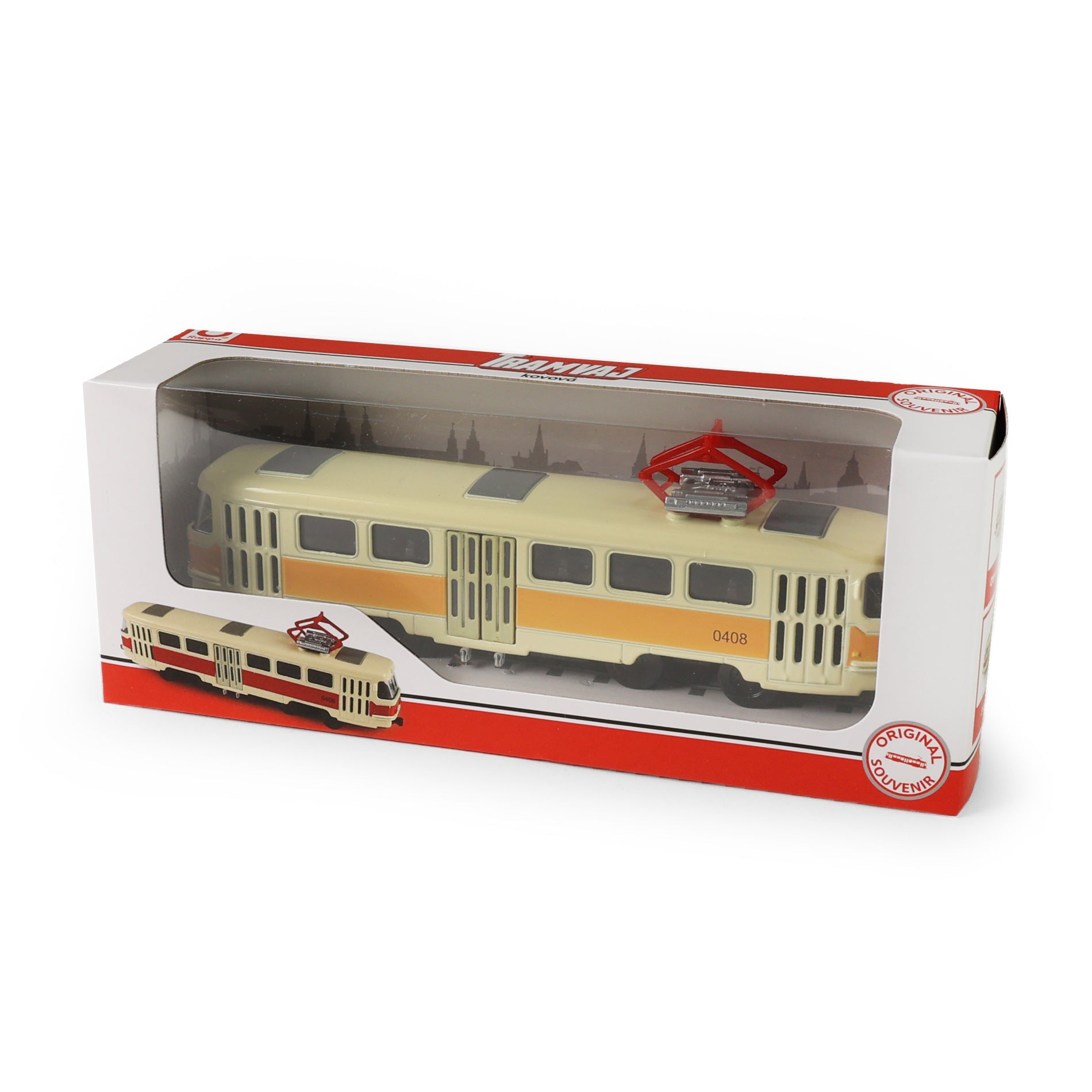 Metal Czech retro tram T3 yellow 16 cm / Tramvaj T3