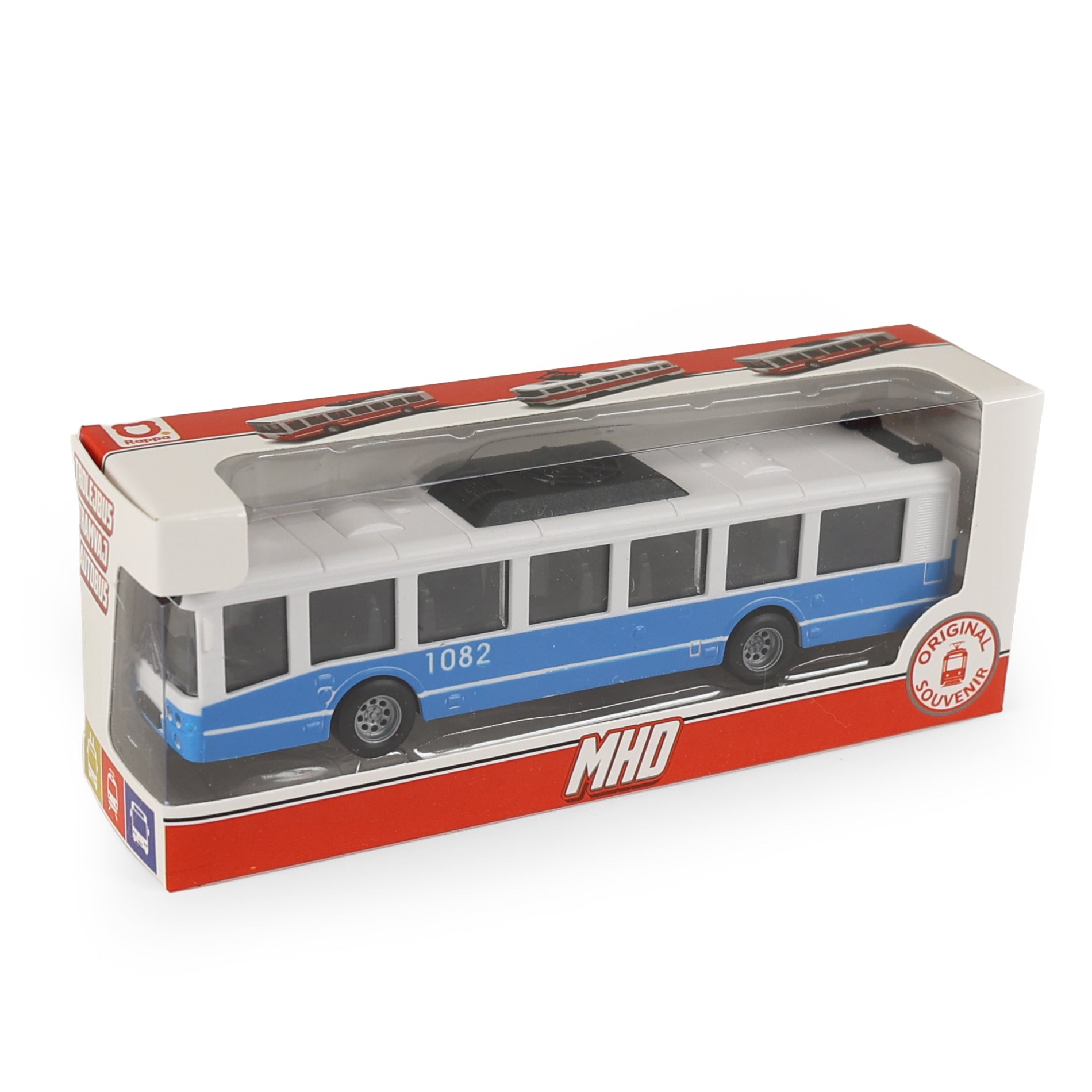 Blue city bus with opening doors 16 cm