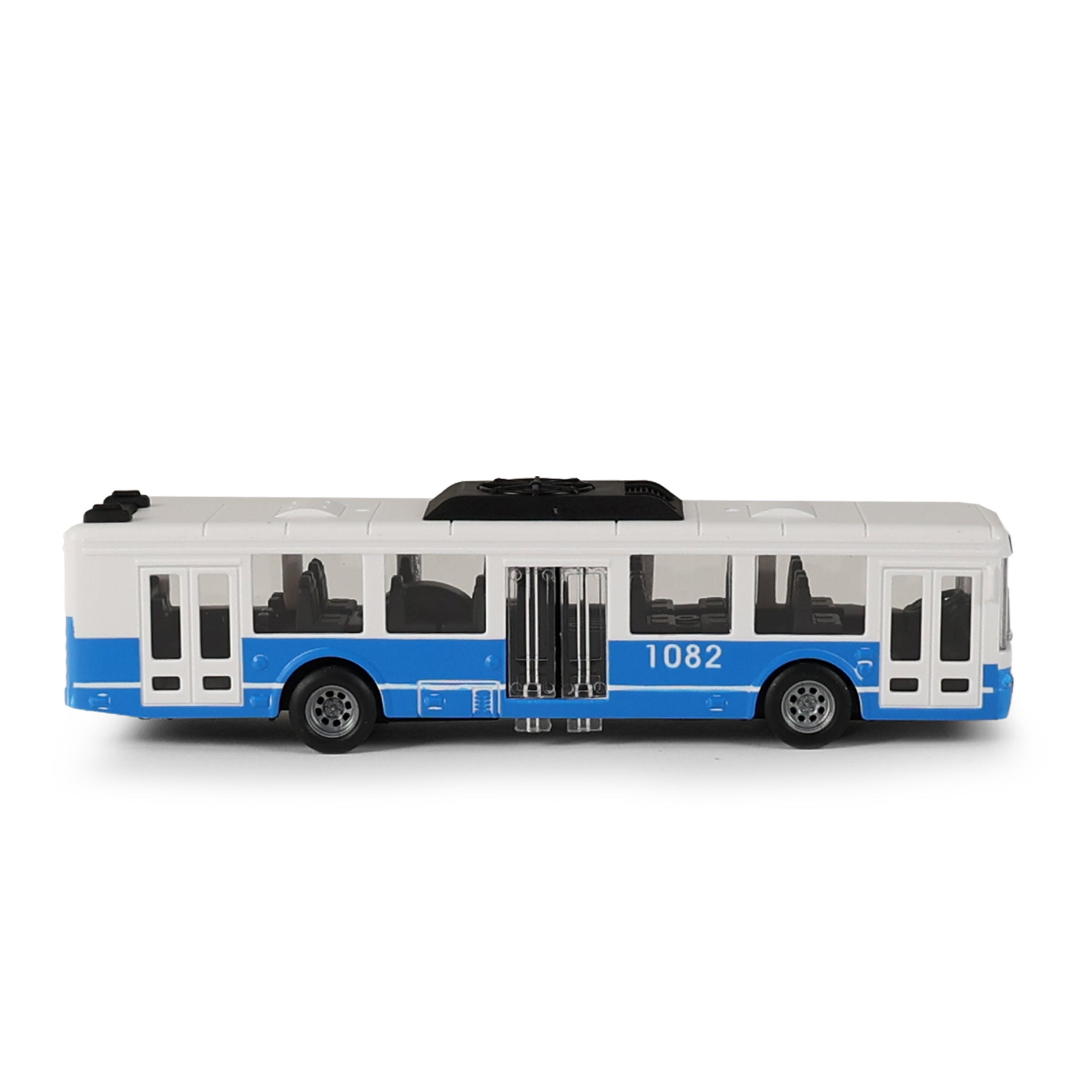 Blue city bus with opening doors 16 cm